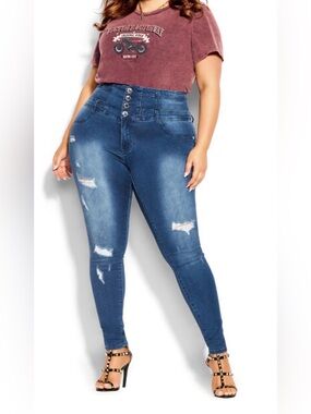 City Chic Asha Fit Rip Corset Jeans